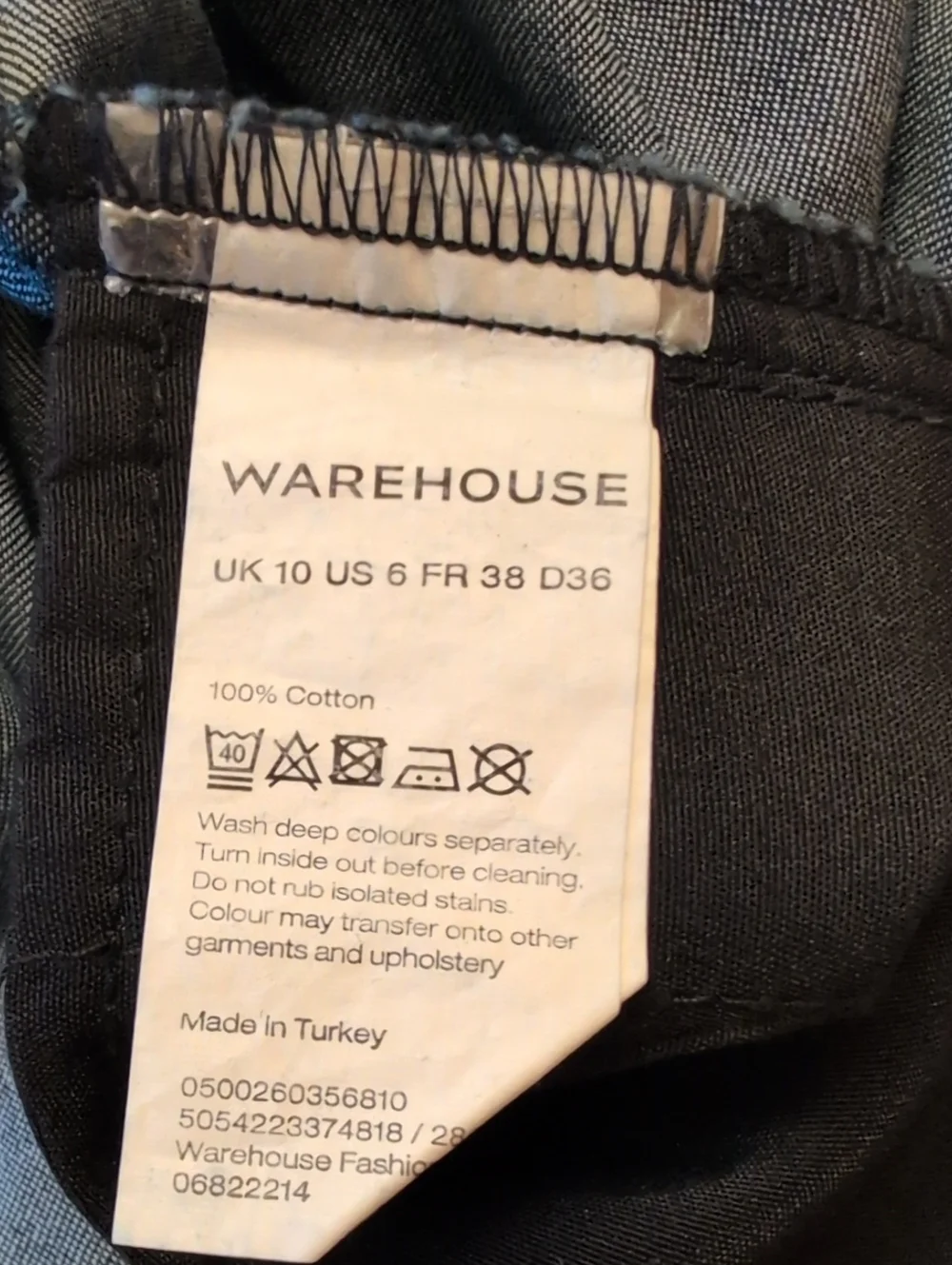 Wearhouse WareDenim Skirt A-line Ruffle Midi Skirt Dark Blue Denim Pockets 6